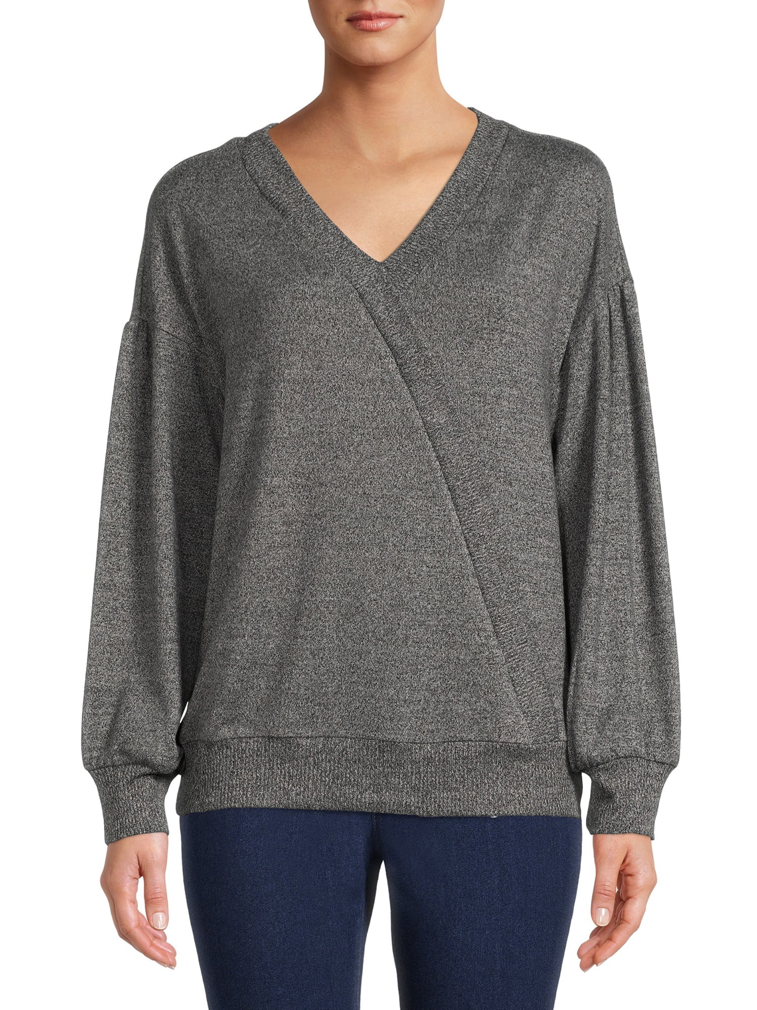 Time and Tru Women's Hacci Wrap Top - Walmart.com | Walmart (US)