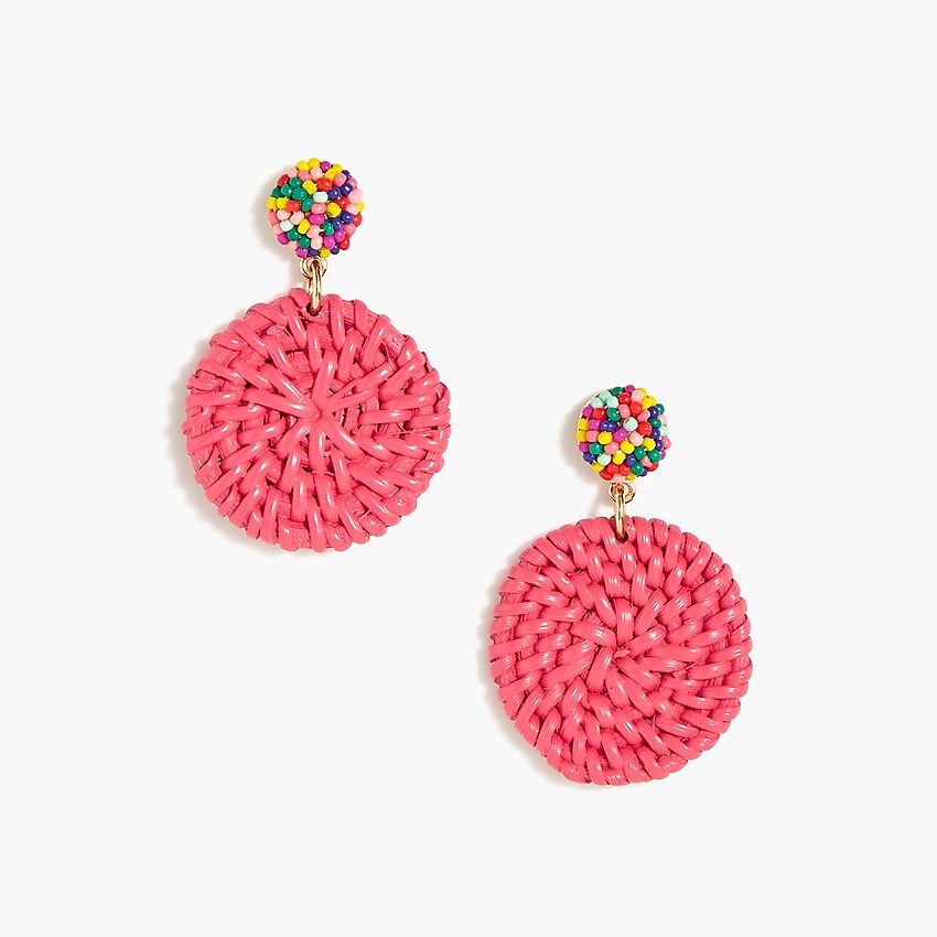 Bead and rattan statement earrings | J.Crew Factory
