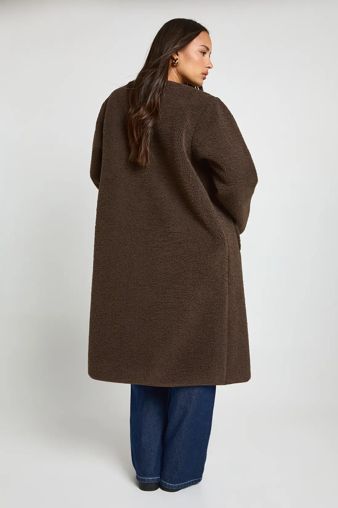 Teddy Collarless Maxi Jacket | Nasty Gal US