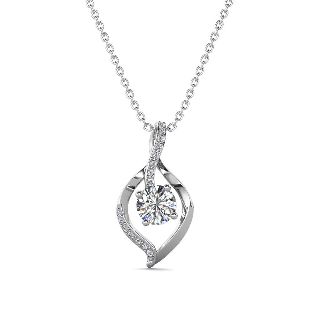 Cate & Chloe Sabrina 18k White Gold Plated Silver Pendant Necklace For Women | Round Cut Crystal ... | Walmart (US)