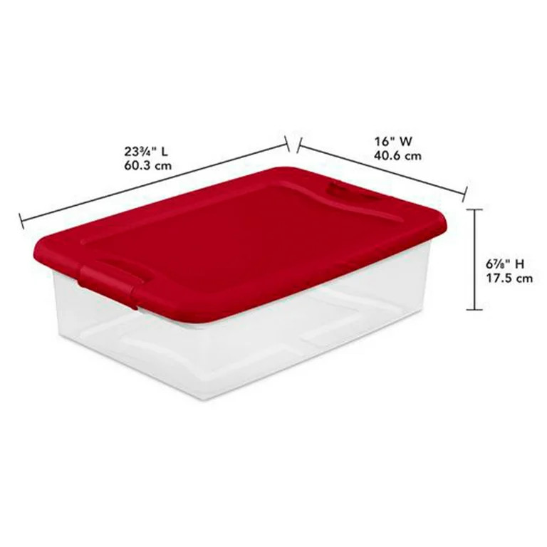 Sterilite 32 Qt Under Bed Latching Storage Container w/ Lid, Red (6 Pack) | Walmart (US)