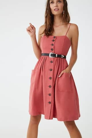 Linen-Blend A-line Dress | Forever 21 (US)