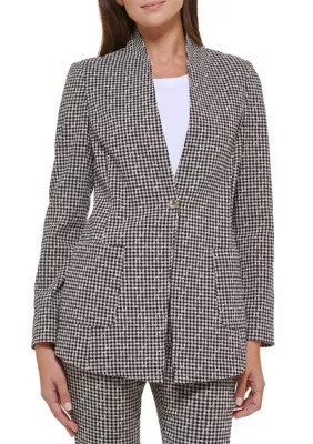 Tommy Hilfiger Women's Checkered Shawl Collar Blazer, Black, 8 | Belk