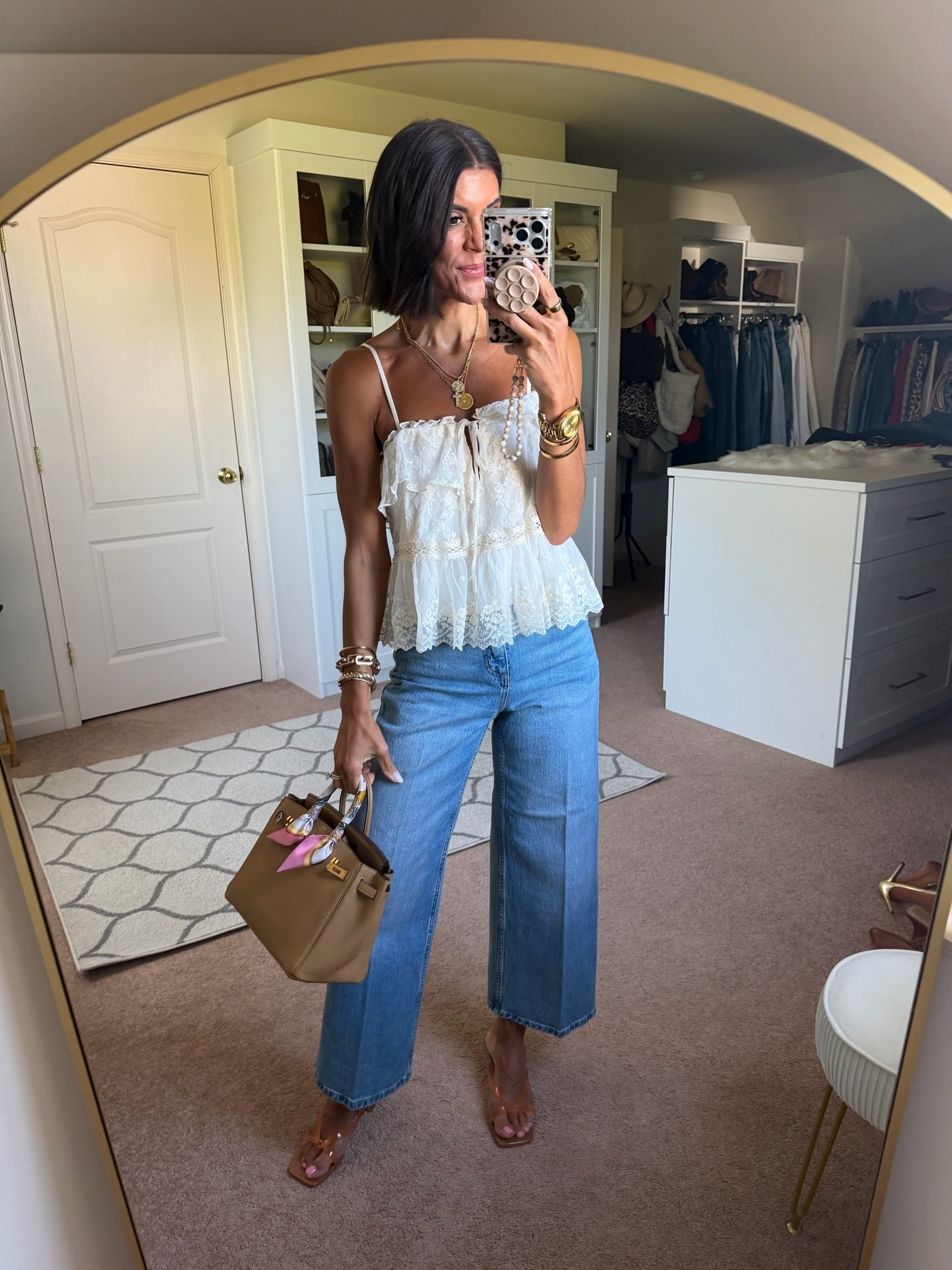 Today’s fit! Size xs in target top 
Size 0 in Walmart jeans 
Grabbed these new sandals from @DSW ! Size up if in between

#LTKSeasonal #LTKmomlife #LTKootd