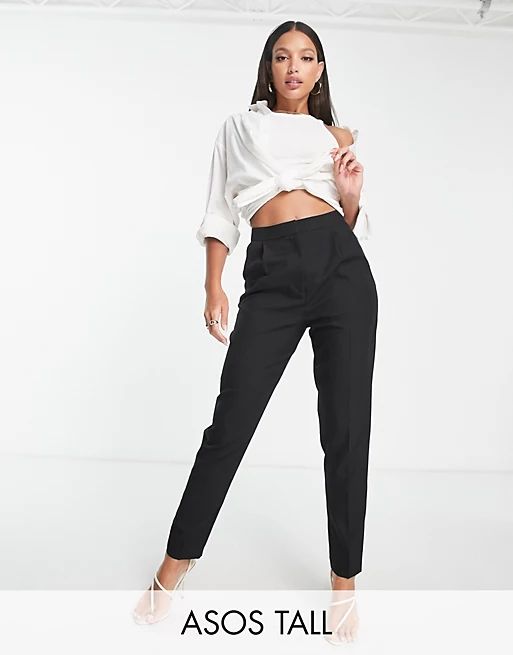 ASOS DESIGN Tall smart tapered pants in black | ASOS (Global)