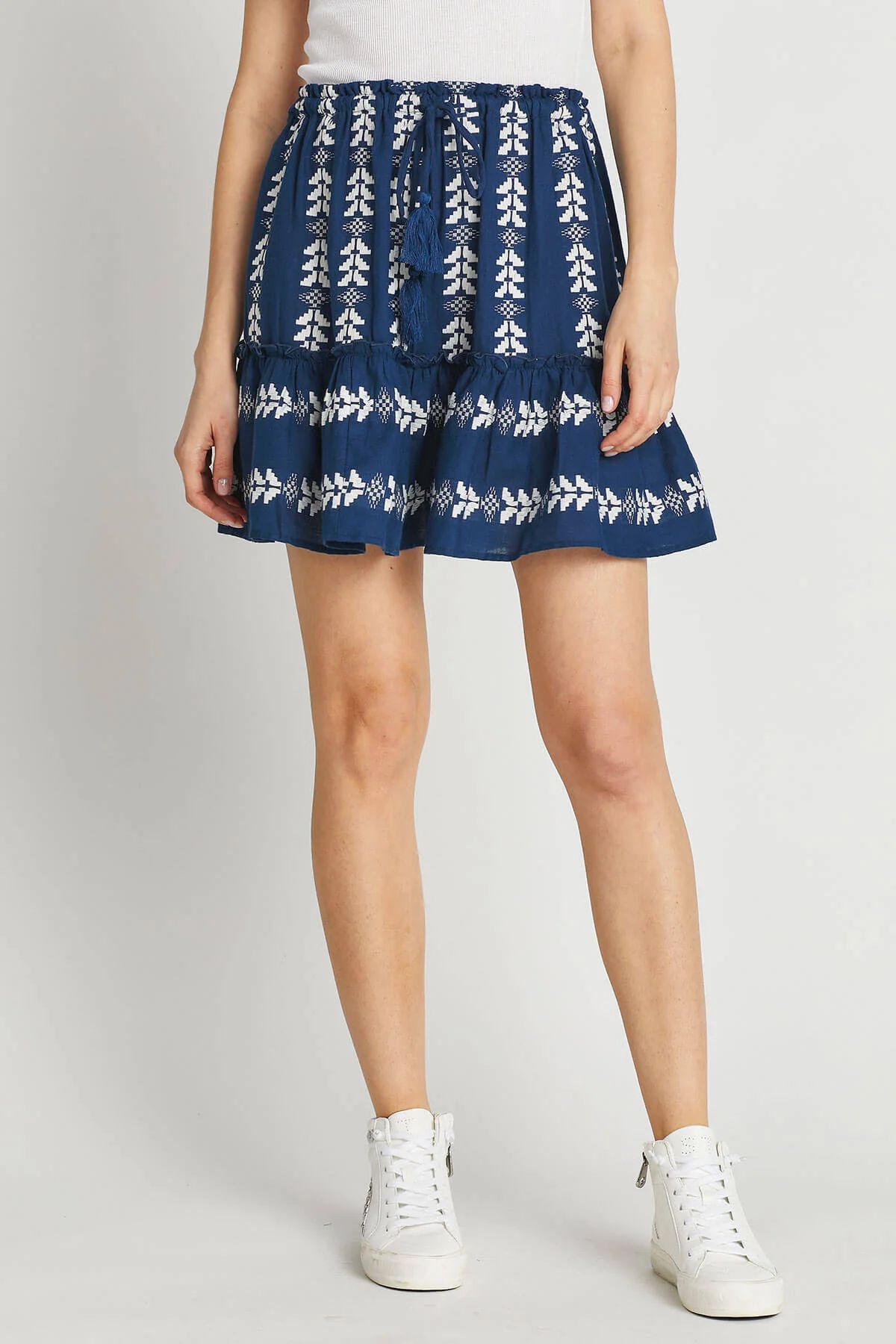 Elan Embroidered Tiered Skirt | Social Threads