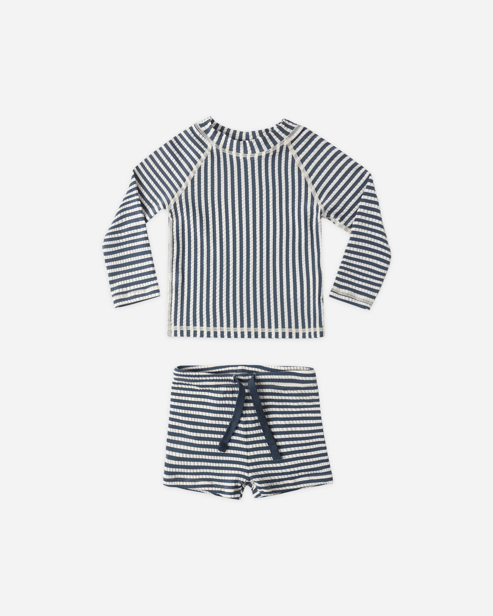 Boys Rashguard Set Navy Stripe | Rylee + Cru