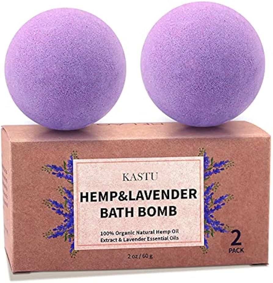 kastu Bath Bombs,2 Pack Fizzy Spa Gift Natural Hemp Oil Extract and Lavender Essential Oils Bath ... | Amazon (US)