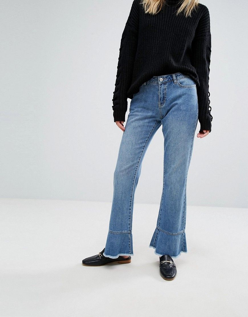 Vero Moda Ruffle Hem Jeans - Blue | ASOS US