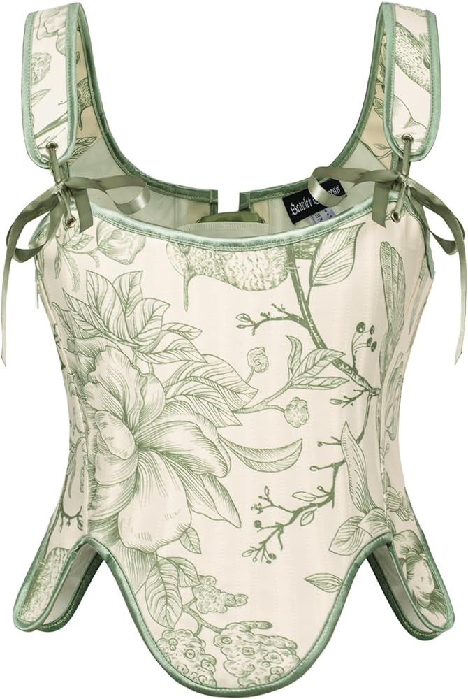 Scarlet Darkness Bustier Tops for Women Renaissance Floral Lace Up Bodyshaper Corset with Zipper | Amazon (US)