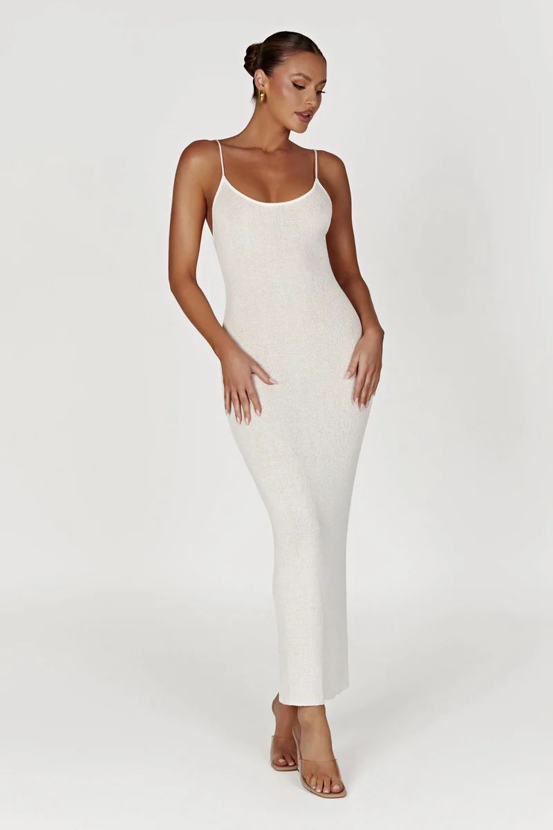 Magnolia Knit Midi Dress - Ivory | MESHKI US