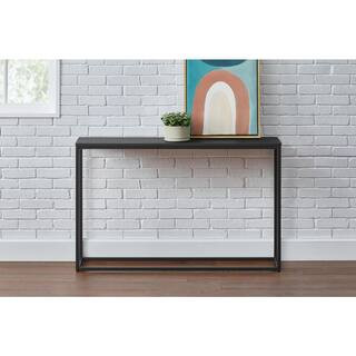 Donnelly Black Console Table with Black Wood Top (48 in. W) | The Home Depot