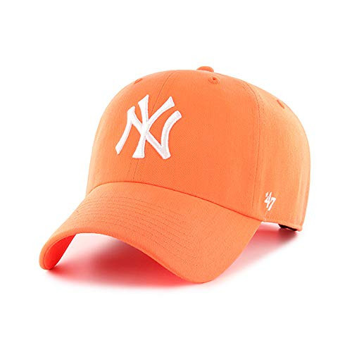 '47 New York Yankees Clean Up Adjustable Hat - Neon Orange/White, Unisex, Adult - MLB Baseball Cap | Amazon (US)