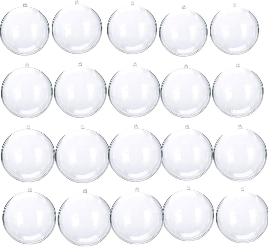 20 Pack Clear Christmas Ornaments, 2.36"/60mm Clear Plastic Fillable Ornaments Ball DIY Christmas... | Amazon (US)