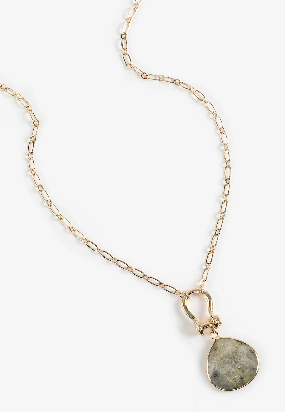 Gold Link Labradorite Stone Pendant Necklace | Maurices