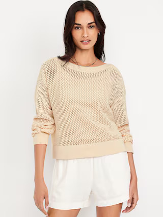 Boat-Neck Open-Stitch Sweater | Old Navy (US)