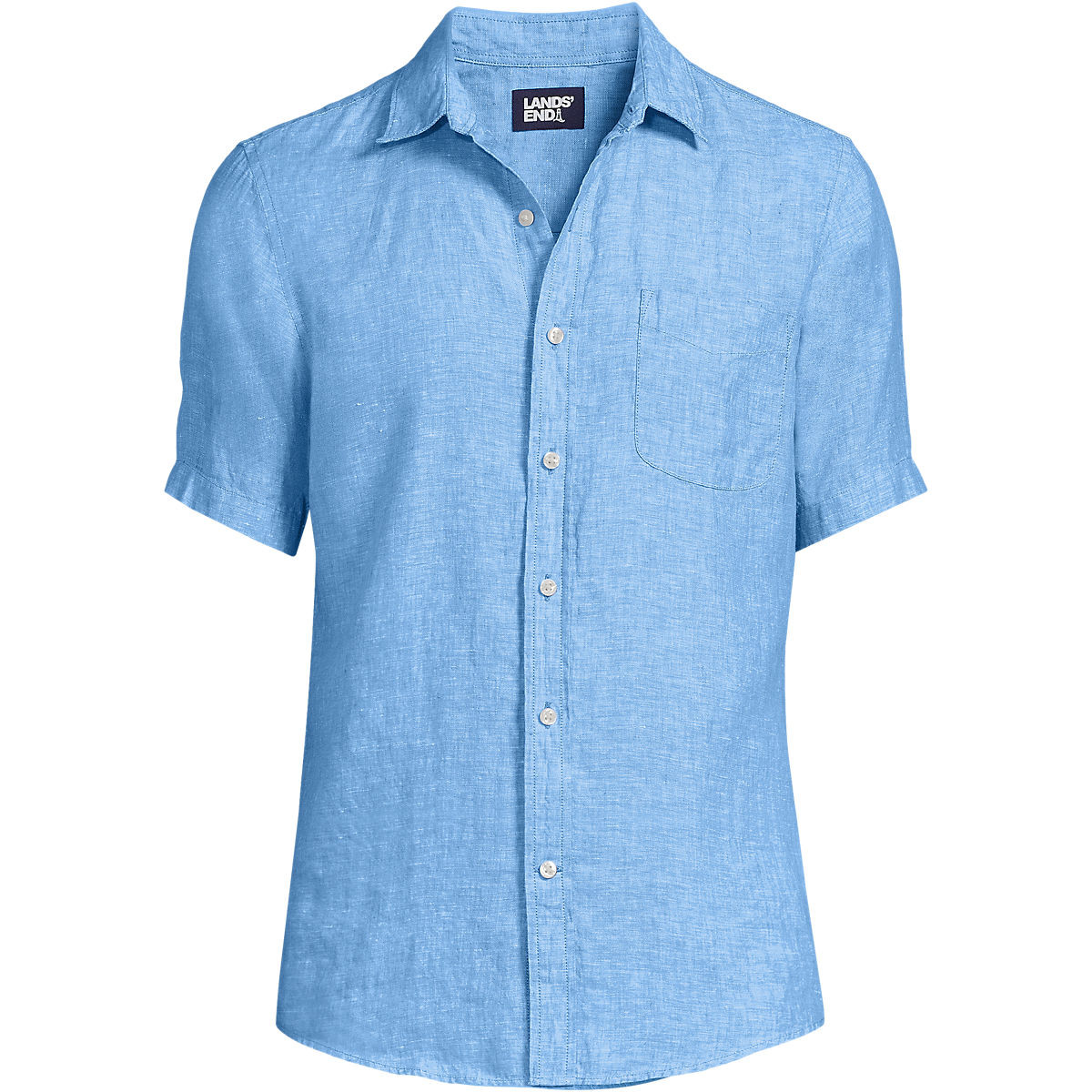 Men's Traditional Fit Short Sleeve Linen Shirt | Lands' End (US)