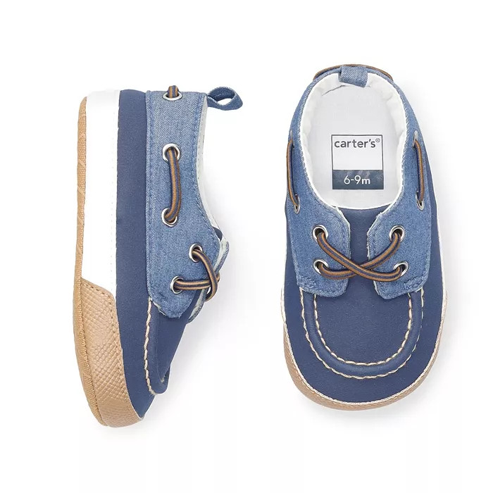 Baby Boy Carter's Blue Chambray Boat Crib Shoes | Kohls | Kohl's