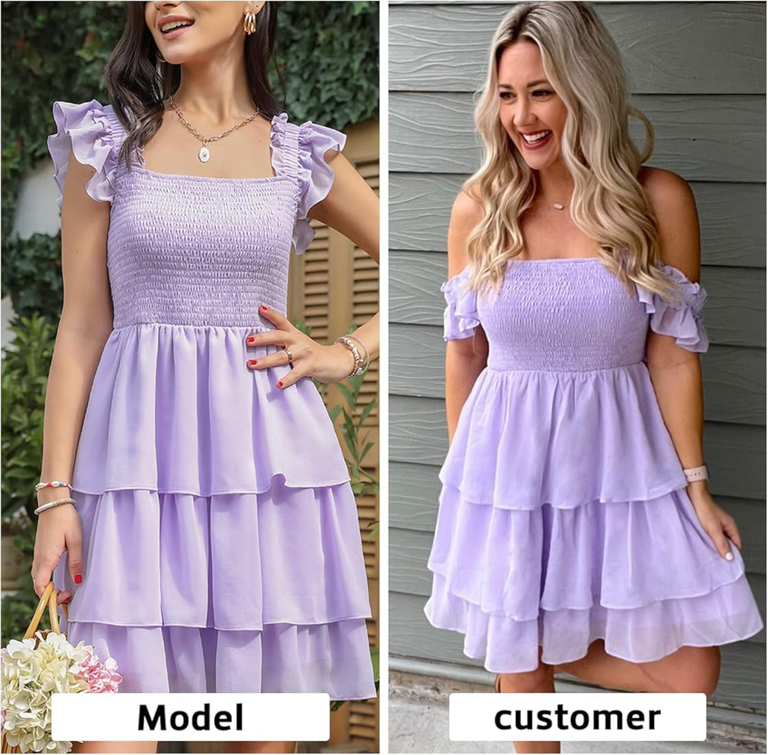 Byinns Womens Square Neck Sleeveless Ruffle Dress High Waist Backless Tiered Smocked Strappy Casu... | Amazon (US)