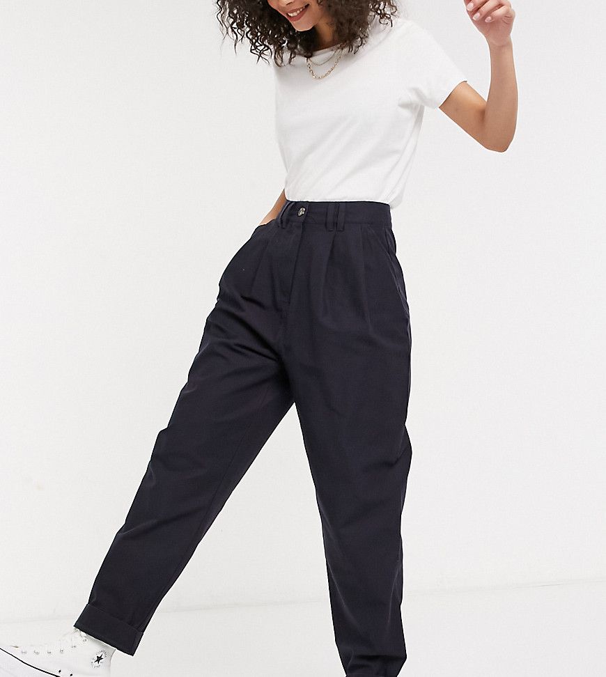 ASOS DESIGN Tall ovoid pleat front peg pant in navy | ASOS (Global)