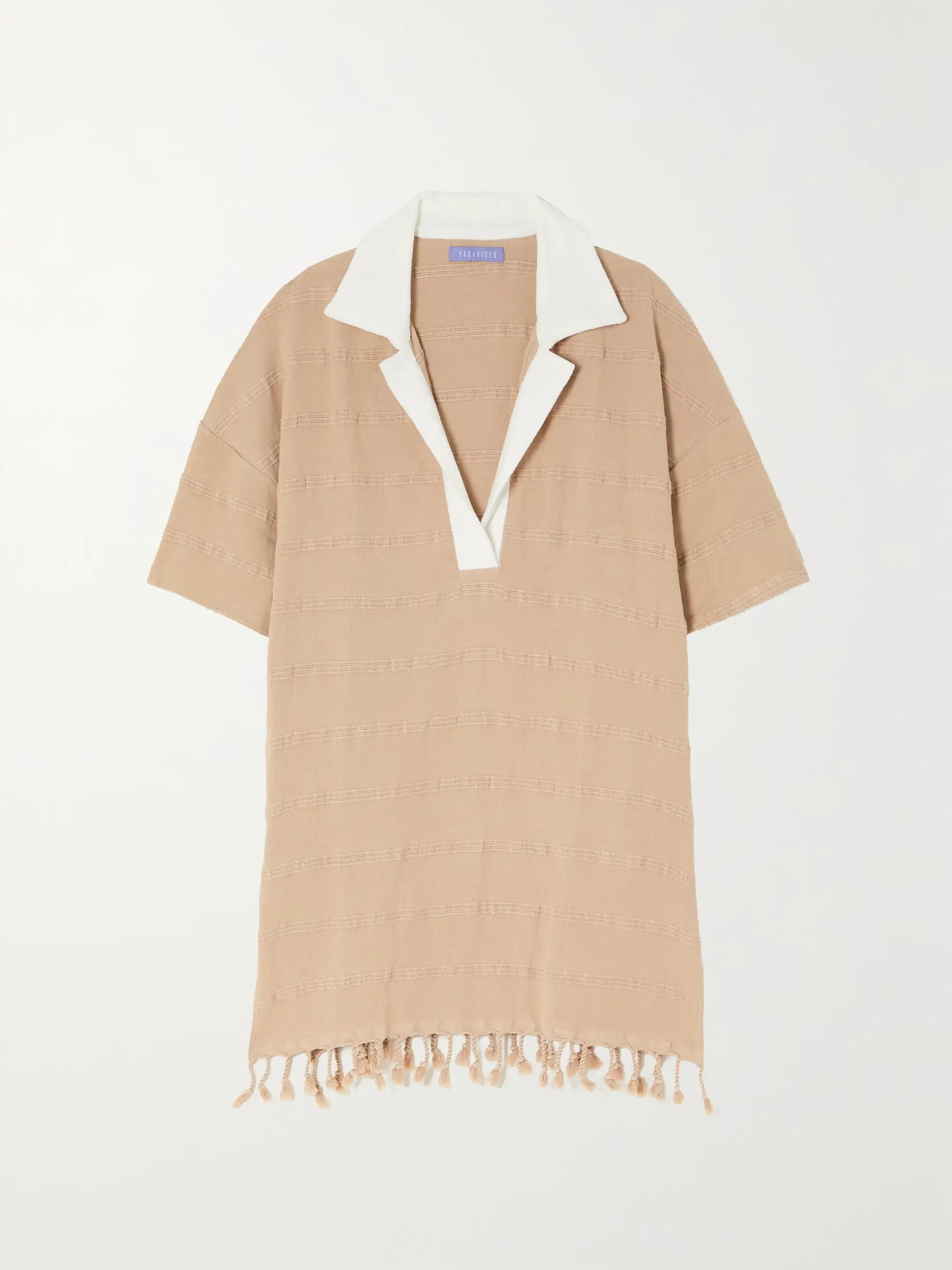 Embroidered fringed terry-trimmed cotton coverup | NET-A-PORTER (US)