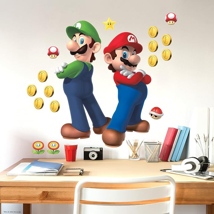 RoomMates RMK5223GM Super Mario, Luigi and Mario Peel and Stick Wall Decals | Amazon (US)