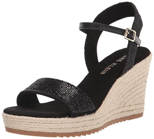 Anne Klein Women’s Wylie Espadrille Wedge Sandal, Black, 11 | Amazon (US)