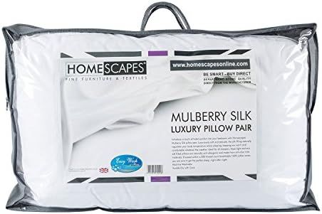 HOMESCAPES Pure Mulberry Silk Blend Pillow Pair Super Soft 100% Cotton Casing Anti Dust Mite & An... | Amazon (UK)
