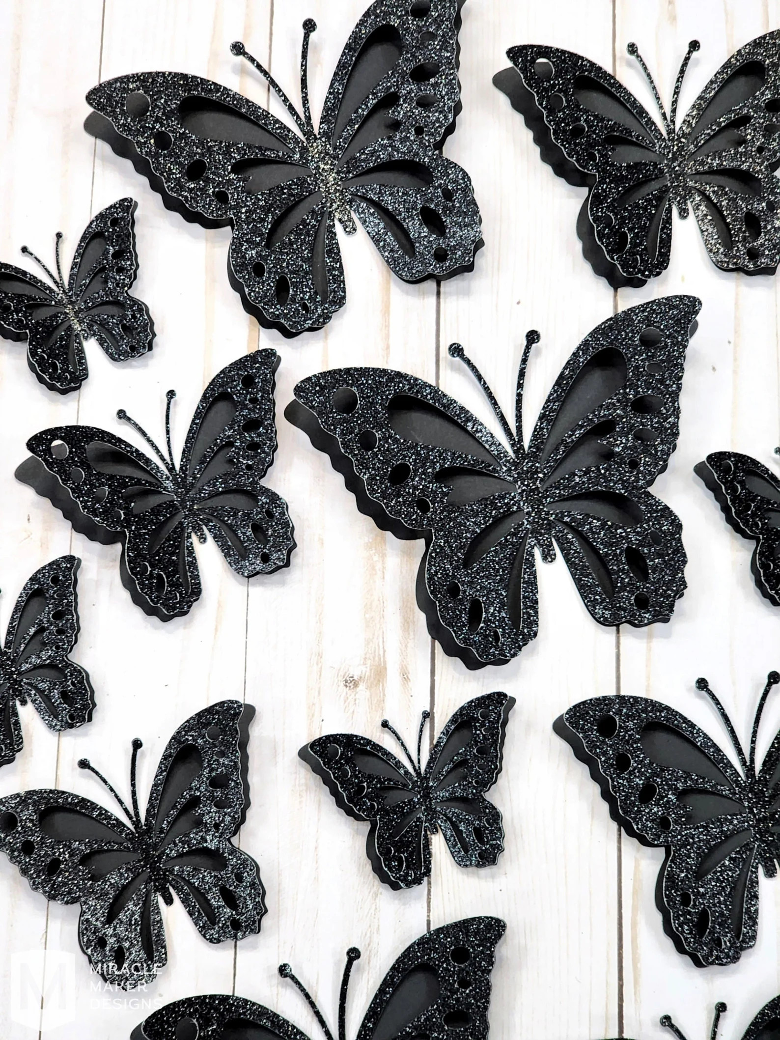 Black Glitter Halloween Butterflies, Black Paper Butterflies, 3D Butterfly Wall Decor, Halloween ... | Etsy (US)