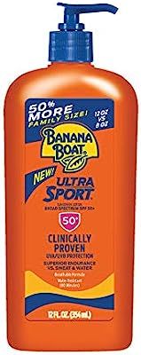 Banana Boat Sunscreen Ultra Sport Broad Spectrum Sunscreen Lotion, SPF 50, 12 Ounce | Amazon (US)