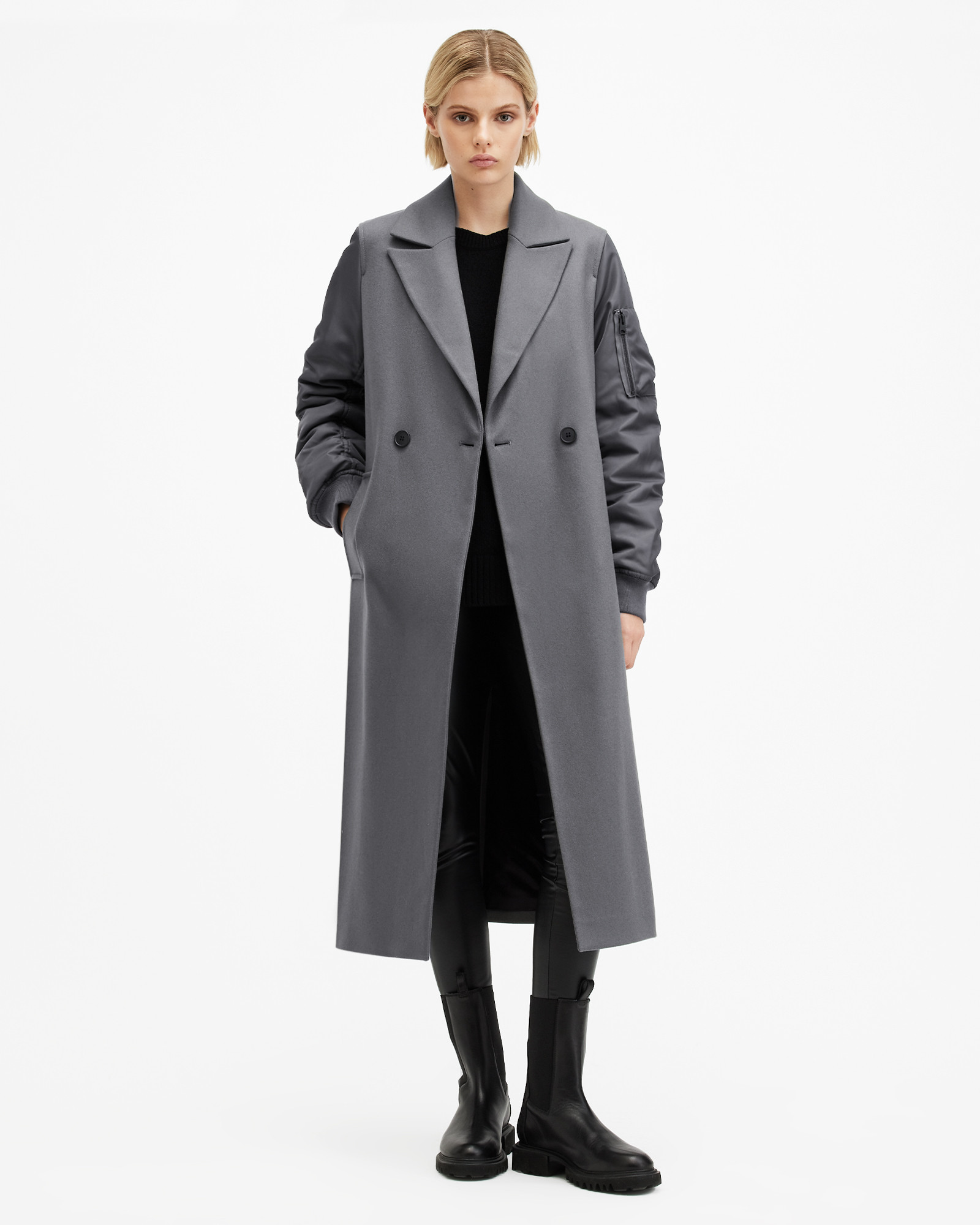 Paulah Wool Blend Double Breasted Coat | AllSaints UK