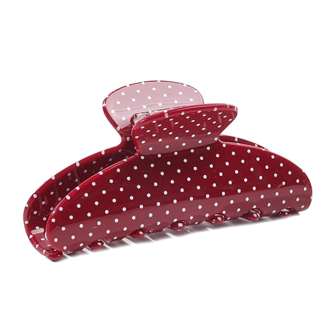 Acetate Hair Claw Clip for Women, 3.8-Inch Red Polka Dot Big Hair Clips Strong Hold No Slip Claw ... | Amazon (US)