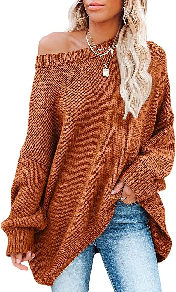 Happy Sailed Women's Oversized Sweater Long Sleeve Crew Neck Chunky Knit Jumper Tops Loose Pullov... | Amazon (US)