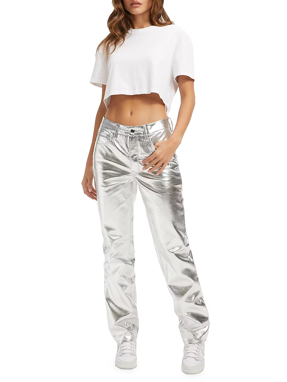 Good Icon Metallic Faux Leather Pants | Saks Fifth Avenue