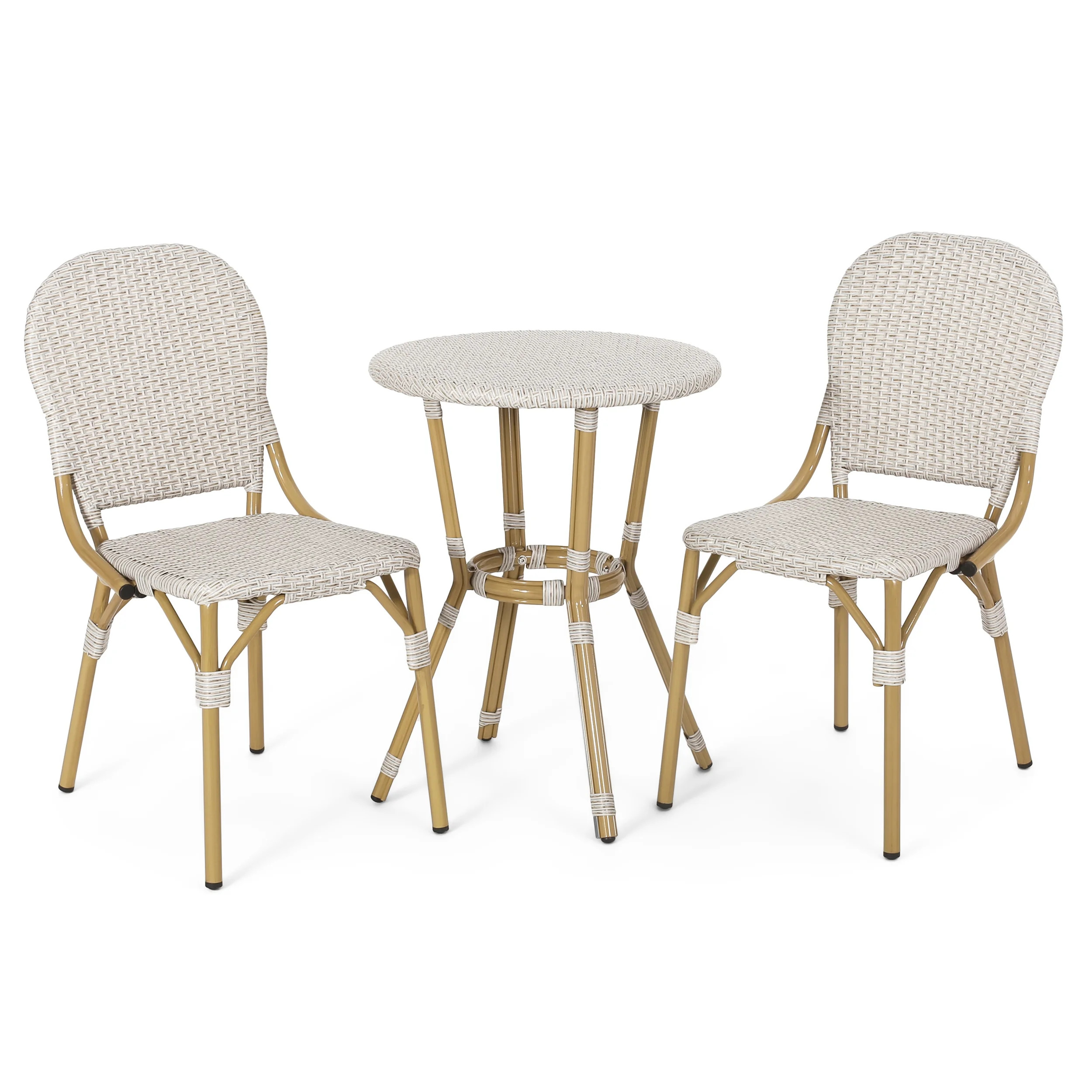 Dola Aluminum Outdoor French Bistro Set, Light Brown and Bamboo Finish | Walmart (US)