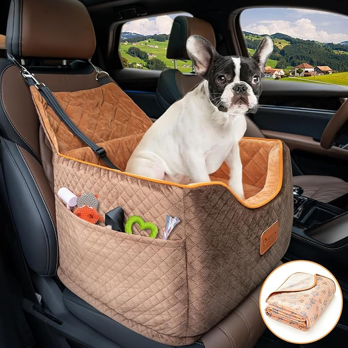 Memory Foam Booster Dog Car Seat with Washable Removable Cover, Elevated Pet Car Seat, Anti-Slip ... | Amazon (US)