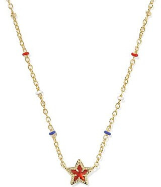 Kendra Scott Mini Cassidy Star Americana Short Pendant Necklace - Gold Red Illusion | Dillard's