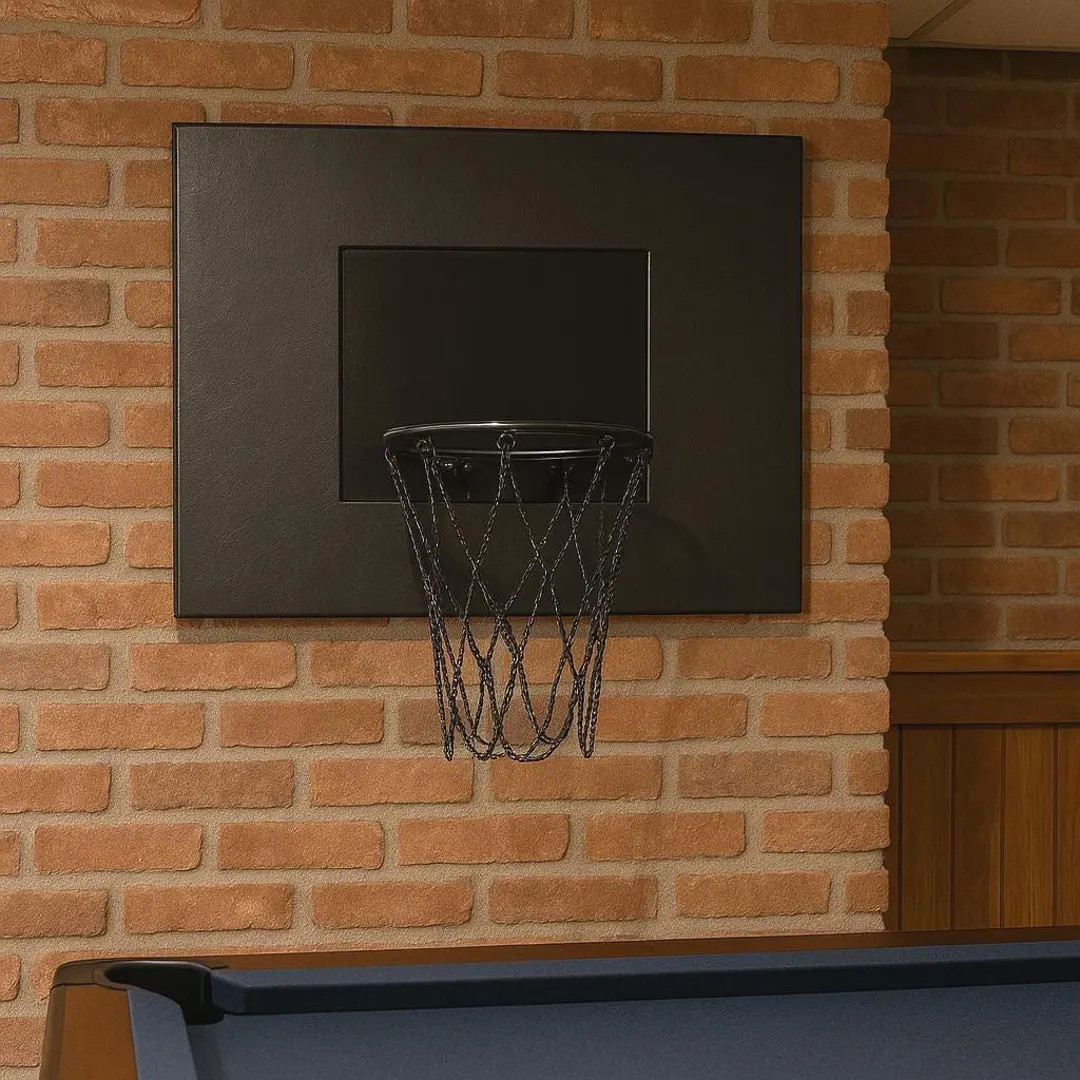 Black Leather Basketball Hoop Wall Decor | Indoor Hoop with Chain Net | Modern Sports Room & Man ... | Etsy (US)