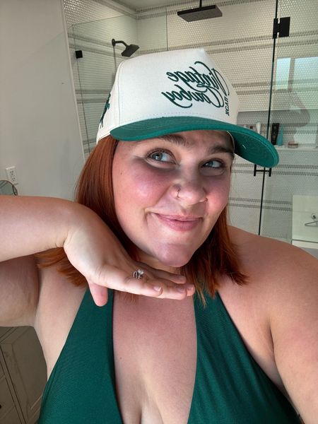 Just got in the cutest hat from Amazon, one of the few truckers I actually like on me and this green arches my favorite one piece PERFECTLY 🤩 

#LTKfindsunder50 #LTKplussize #LTKmidsize