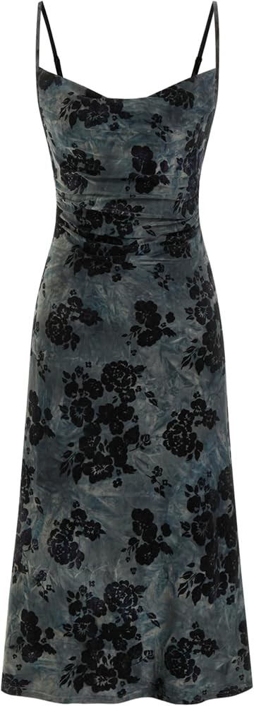 CIDER Womens Velvet Dress Floral Sleeveless Midi Wedding Guest Dresses | Amazon (US)