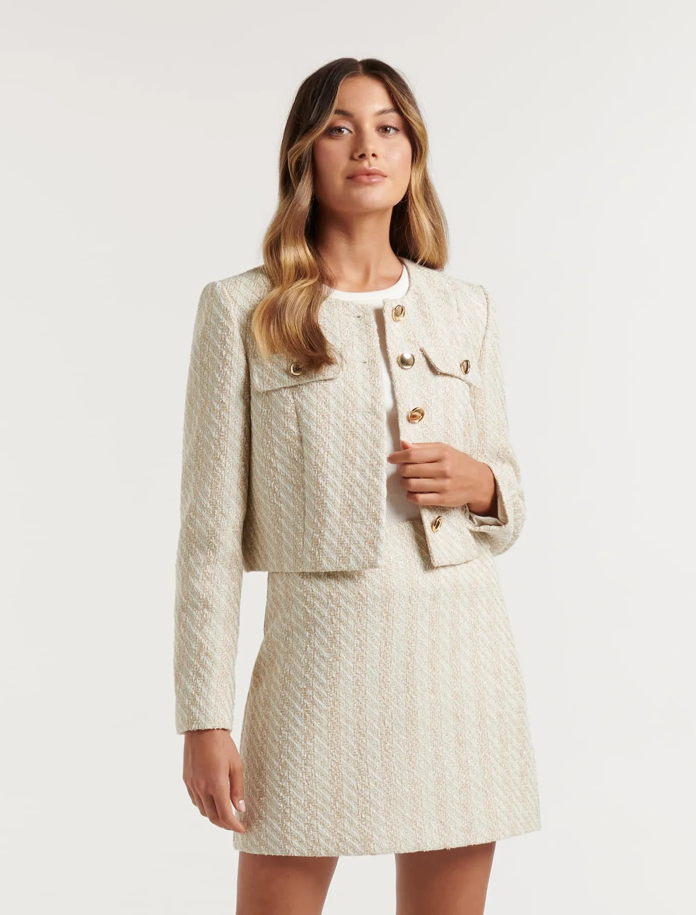 Natasha Boucle Crop Co-ord Jacket | Forever New (UK & IE)