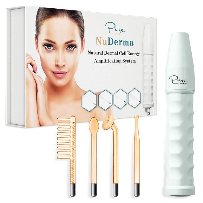 NuDerma Portable Handheld High Frequency Skin Therapy Wand Machine w/Neon – Anti-Aging - Skin T... | Amazon (US)