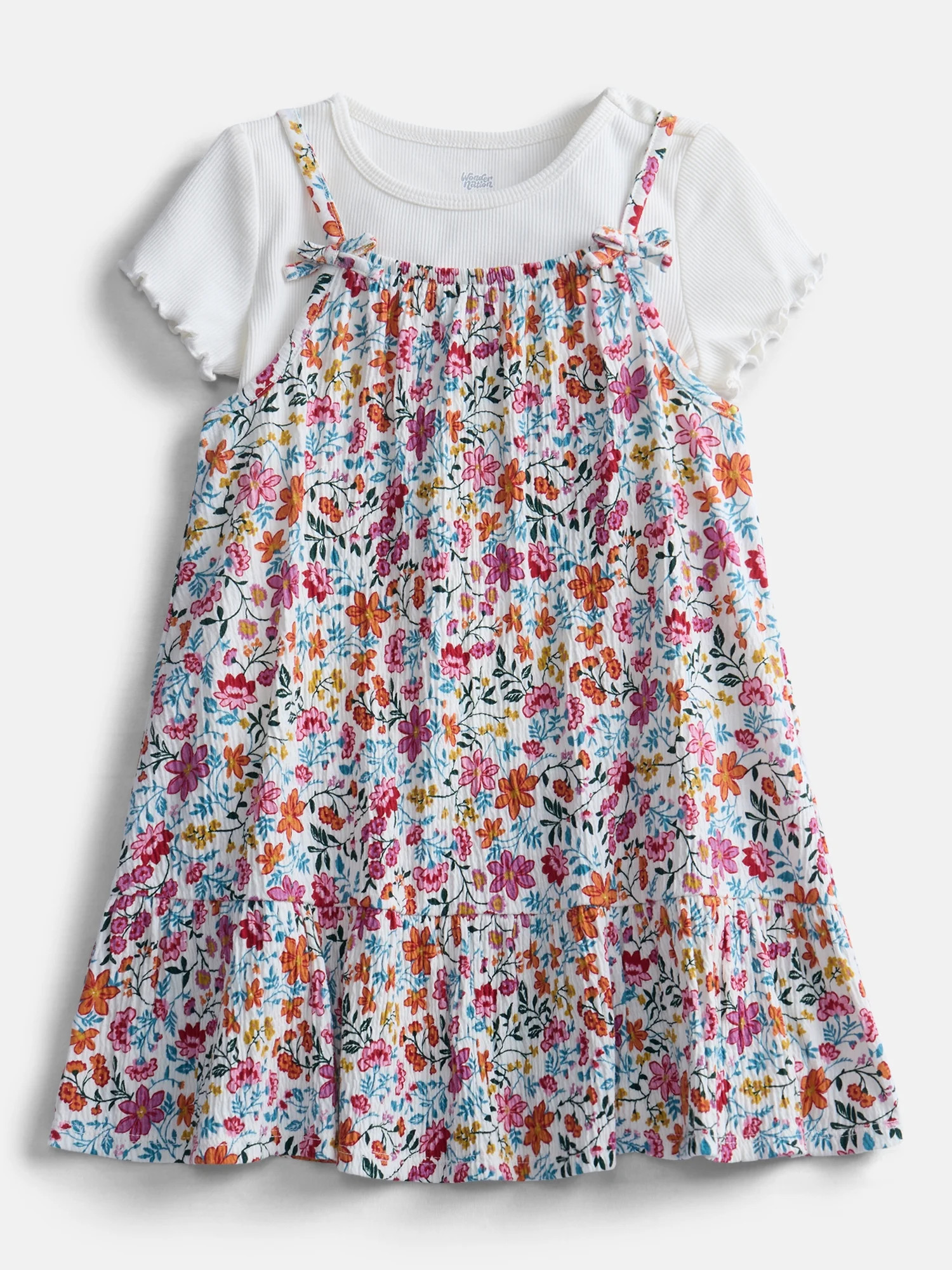 Wonder Nation Toddler Girls' Cami Dress and Tee Set, 2-Piece, Sizes 12M-5T | Walmart (US)