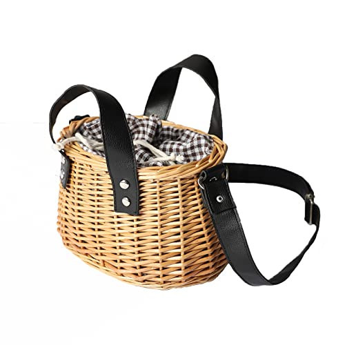 YAHUAN Summer Straw Bag for Women Wicker Purses Woven Wicker Basket Handbag with Lining Beach Sea Rattan Tote (wicker black) | Amazon (US)