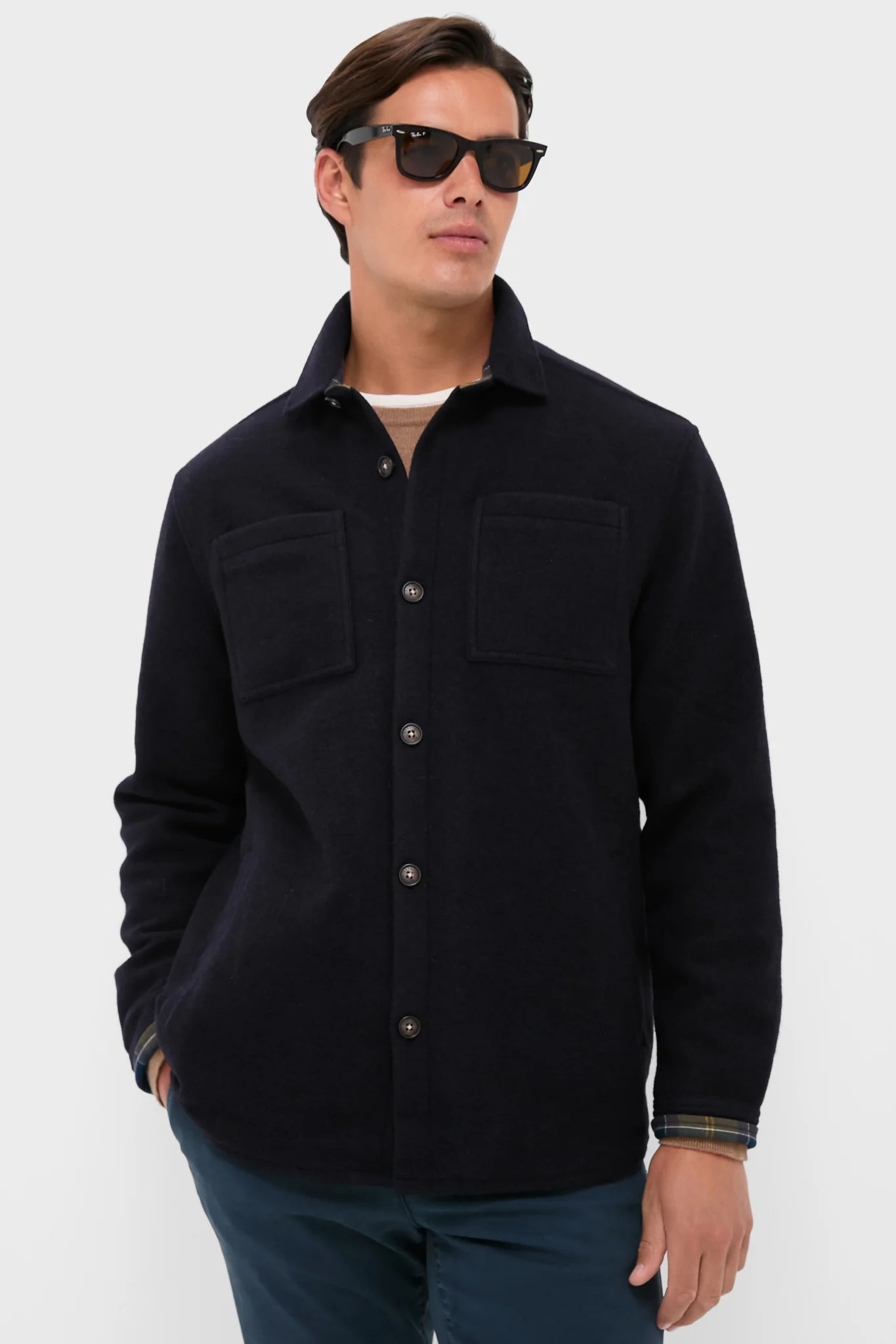Navy Marl Marlow Tailored Wool Blend Overshirt | Tuckernuck (US)