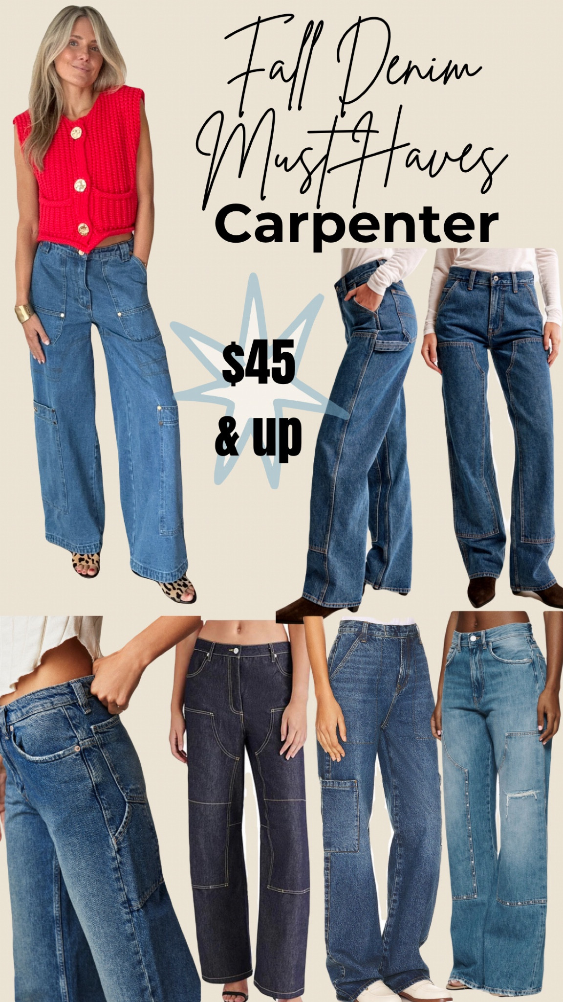 Fall denim finds: carpenter detail. Another great detail to elevate your fall denim. $45 and up. Fashion looks for less! Wide legs, straight leg, high waisted and more! 
Use code BrittanyR for 15% off at Vestique!

#LTKSaleAlert #LTKFindsUnder50 #LTKFindsUnder100