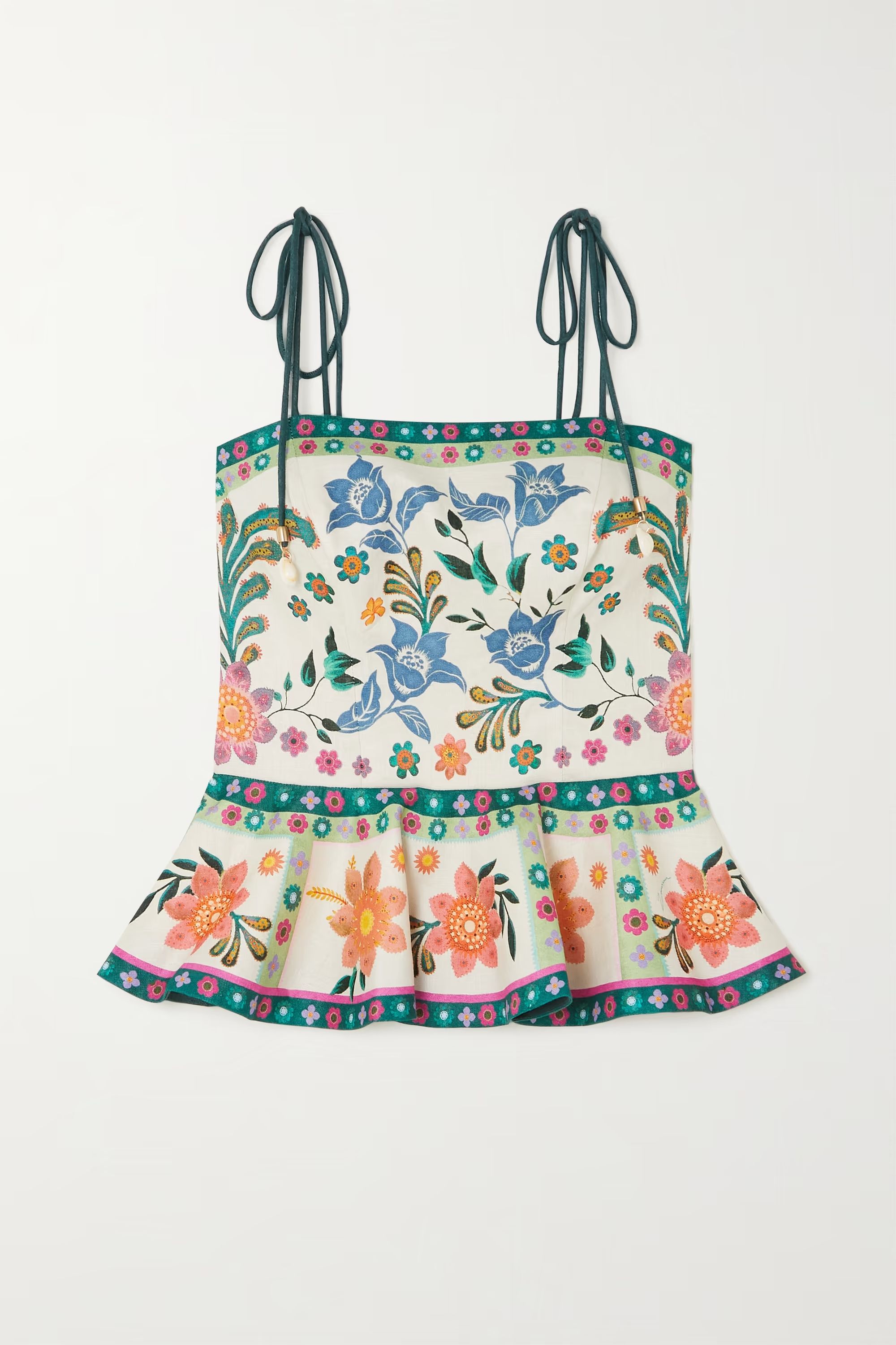 Ginger floral-print linen peplum camisole | NET-A-PORTER (US)