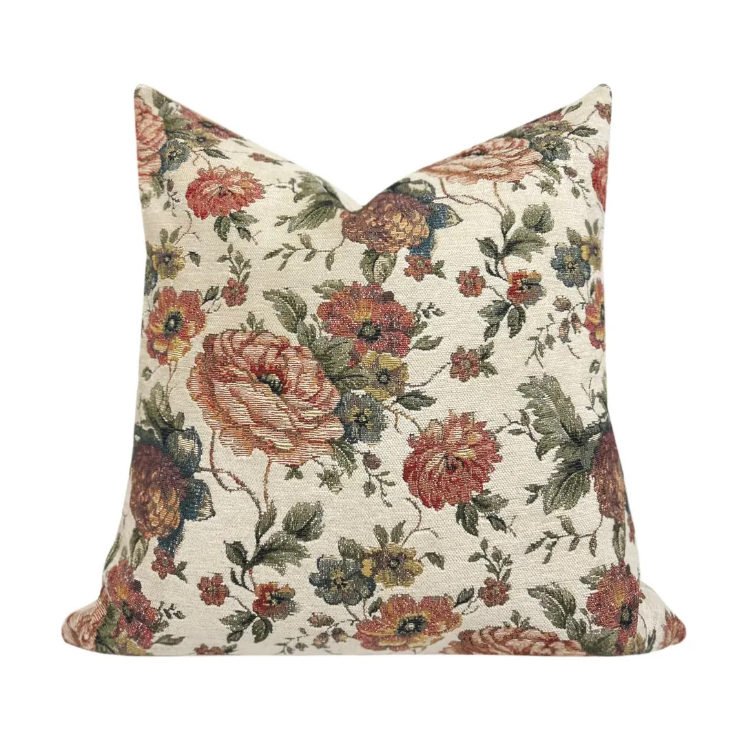 COLETTE || Designer Tapestry Inspired Pillow Cover, Vintage Floral Pillow Cover, English Country ... | Etsy (US)