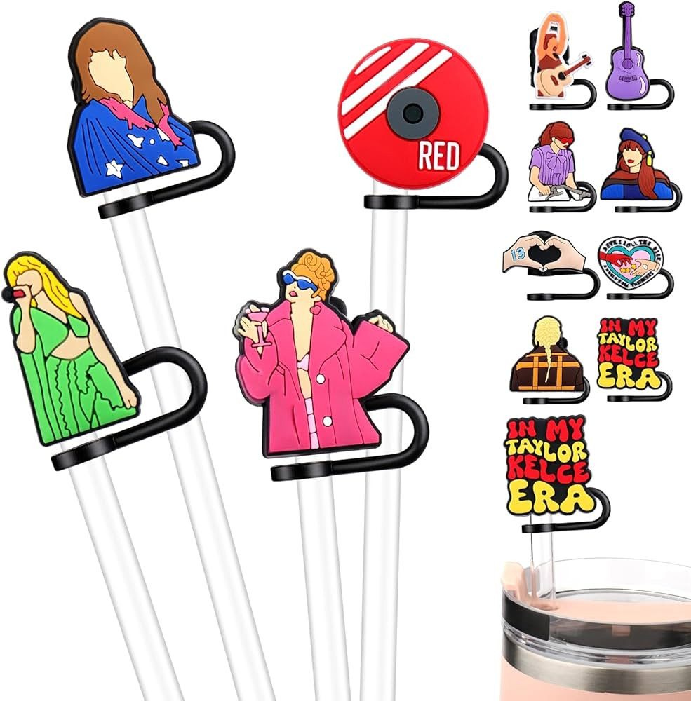 Palkshy Popular Singe Straw Toppers for Stanley Cups 30/40 Oz, 12PCS Cute Singer Straw Cover Caps... | Amazon (US)
