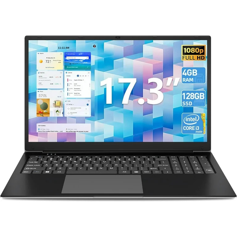 SGIN 17.3" 4gb DDR4 128gb SSD Windows 11 Laptop FHD IPS 1920 x 1080 Dual Core Intel i3, HDMI | Walmart (US)